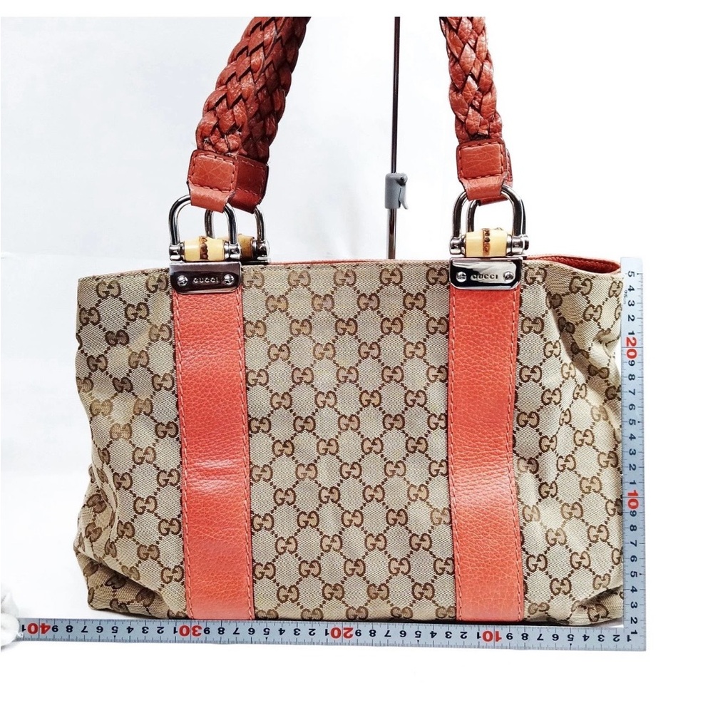 Gucci Beige and Coral Shoulder Bag with Braided Shoulder Straps